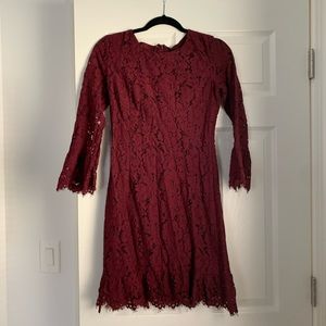 Purple lace flounce sleeve dress